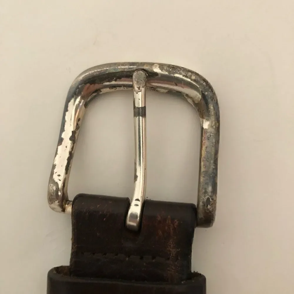 Fossil brown leather belt with square buckle